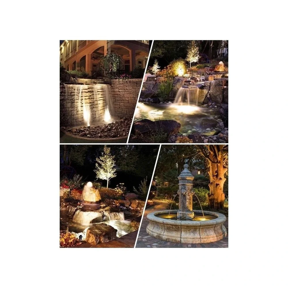 SUNVIE 3W IP68 Underwater Pond Lights LED 12-24V Warm White Outdoor 4 Pack Black